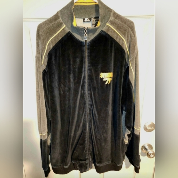 Vintage Starter 71 Track Jacket Velour Zip-up 90s Y2K Logo Streetwear Men's L XL - Picture 1 of 11